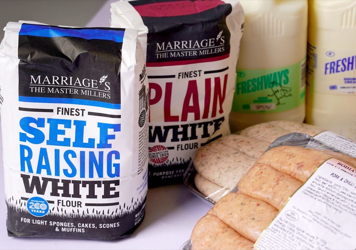Bodiam Foods food service — Marriage's flour, fresh milk, and sausages