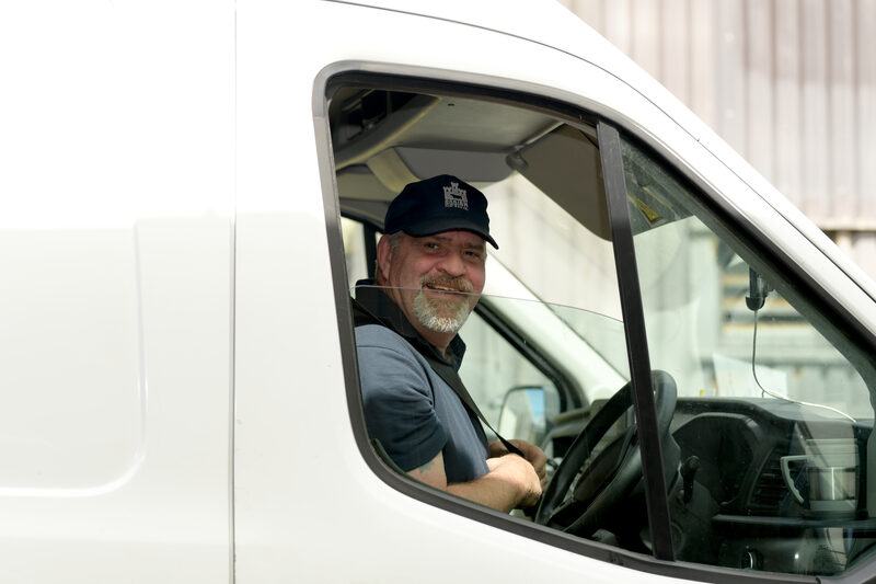 A loaded Bodiam Foods van ready to leave the depot